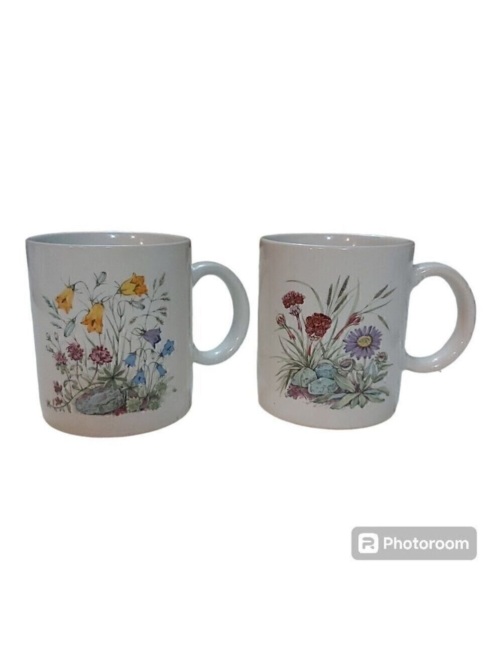 Japan Wildflower Ceramic Coffee Mugs - Floral Design, 3.5 Inches Tall